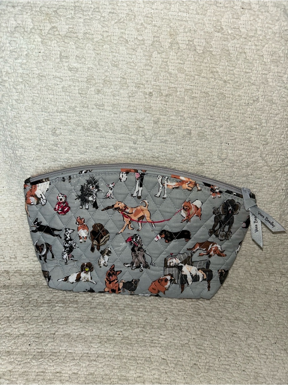 Vera Bradley Best In Show Dog Puppy Print Medium Cosmetic Makeup Bag Pouch Gray